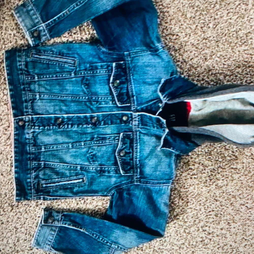 Gap Kids Jean Jacket Hooded Youth medium